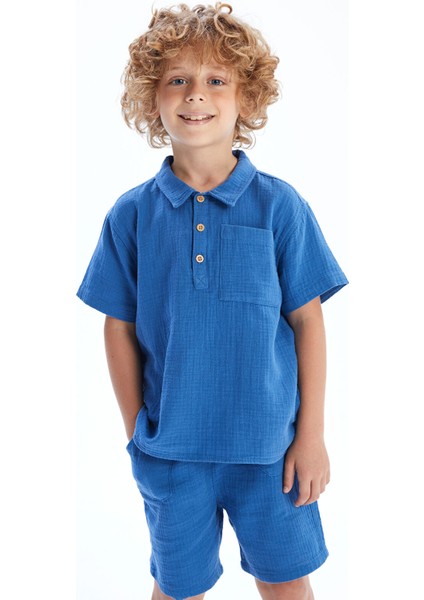 Yeni Sezon Kısa Kollu Cepli Erkek Çocuk Gömlek