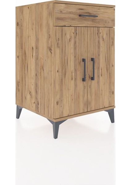 Kronos Komodin 2 Raflı Tek Çekmeceli 2 Kapaklı 60X59X96 Çam-Çam fiyatları