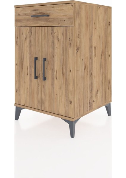 Kronos Komodin 2 Raflı Tek Çekmeceli 2 Kapaklı 60X59X96 Çam-Çam modelleri