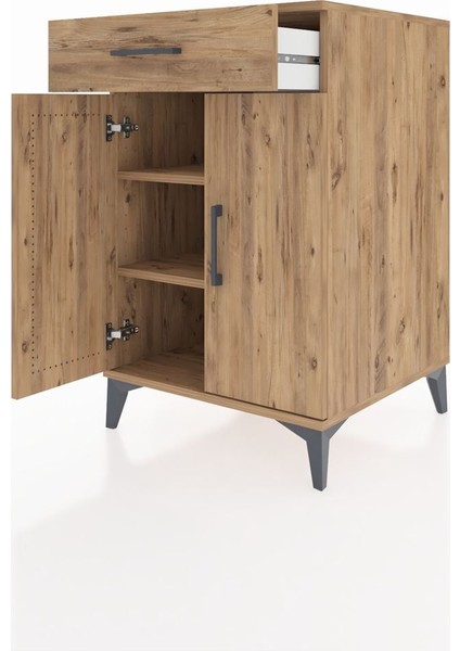 Kronos Komodin 2 Raflı Tek Çekmeceli 2 Kapaklı 60X59X96 Çam-Çam fırsatları