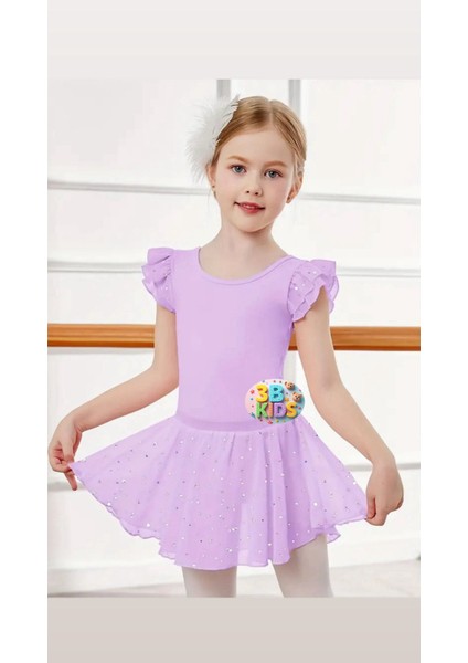 Mor Lila Jimnastik - Bale - Etekli Cimnastik Kıyafeti Mayo - 3 Lü Set modelleri