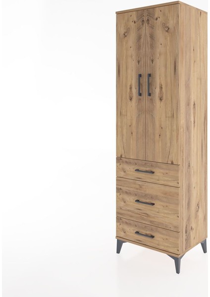 Hyperion Dolap 2 Raflı 3 Çekmeceli Tek Askılı 60X44X195 Çam-Çam modelleri