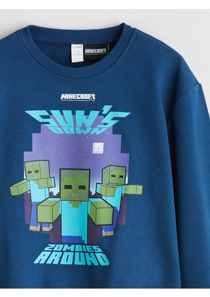 Yeni Sezon Bisiklet Yaka Minecraft Baskılı Erkek Çocuk Sweatshirt modelleri
