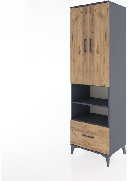 Hyperion Dolap 3 Raflı Tek Çekmeceli Tek Askılı 60X44X195 Antrasit-Çam modelleri