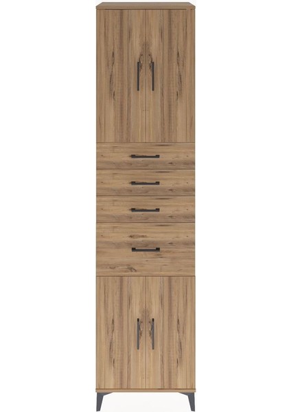 Hyperion Dolap 2 Raflı 4 Çekmeceli 4 Kapaklı 60X44X243 Çam-Çam