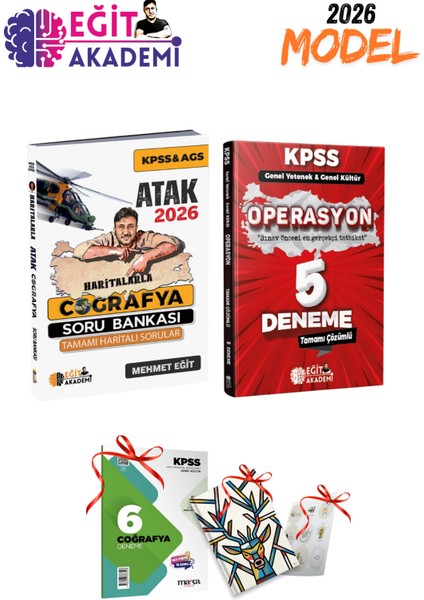 2026 Kpss Gygk Mehmet Eğit Atak Coğrafya Soru Bankası ve Kpss Operasyon 5 Deneme Seti Hediyeli Set