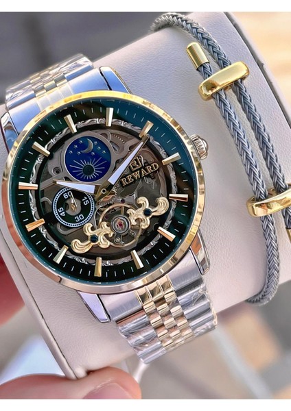 Özel Tasarım Otomatik Mekanizma Çelik Kordon 5 Atm Suya Dayaknıklı Erkek Kol Saati W.14626.7