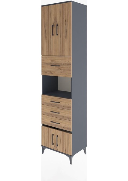 Hyperion Dolap 3 Raflı 4 Çekmeceli 4 Kapaklı 60X44X243 Antrasit-Çam modelleri