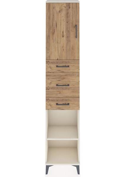 Arges Dolap 3 Raflı 3 Çekmeceli Tek Kapaklı 44X30X221 Aytaşı-Çam