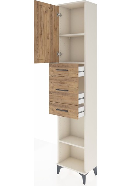 Arges Dolap 3 Raflı 3 Çekmeceli Tek Kapaklı 44X30X221 Aytaşı-Çam fırsatları