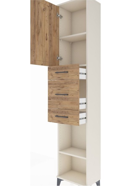 Arges Dolap 3 Raflı 3 Çekmeceli Tek Kapaklı 44X30X221 Aytaşı-Çam indirimleri