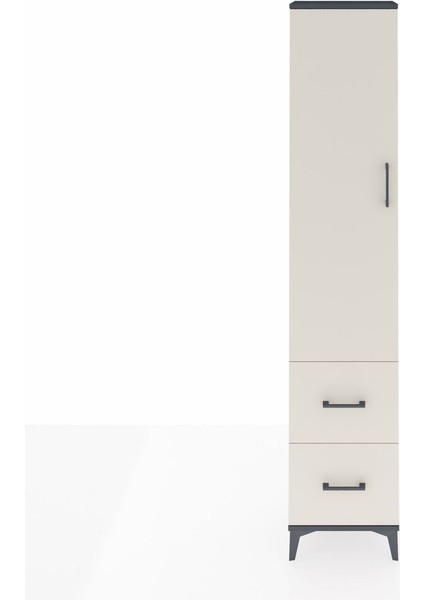 Arges Dolap 4 Raflı 2 Çekmeceli Tek Kapaklı 44X30X221 Antrasit-Aytaşı