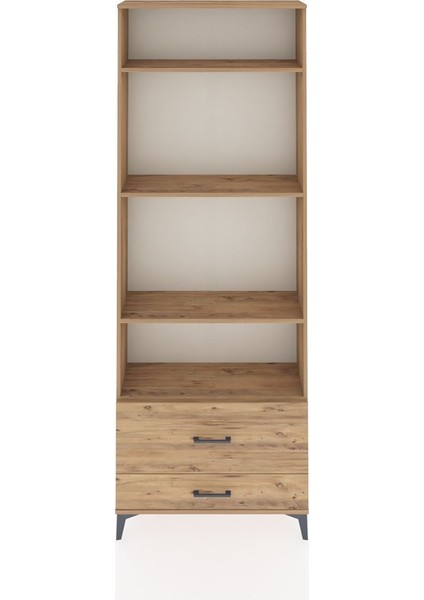 Arges Dolap 4 Raflı 2 Çekmeceli 88X30X243 Çam-Çam