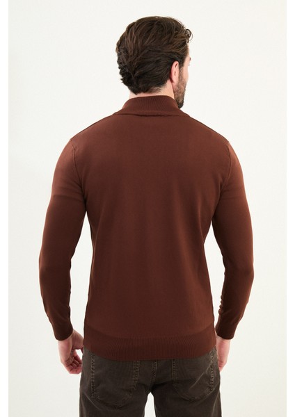 Düz Slim Fit Fermuarlı Yarım Balıkçı Erkek Triko Kazak modelleri