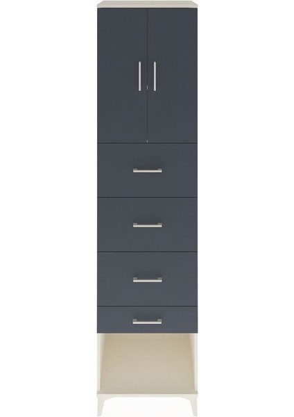 Hyperion Dolap 2 Raflı 4 Çekmeceli 2 Kapaklı 60X44X243 Aytaşı-Antrasit