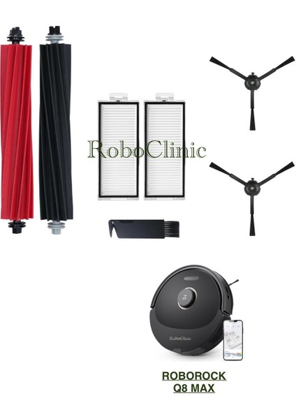 Roborock Q8 Max Yedek Ana Fırça, Yan Fırça, Hepa Filtre - 7 Parça