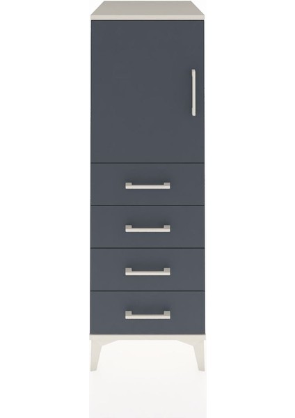 Kronos Dolap 2 Raflı 4 Çekmeceli Tek Kapaklı 44X59X134 Aytaşı-Antrasit