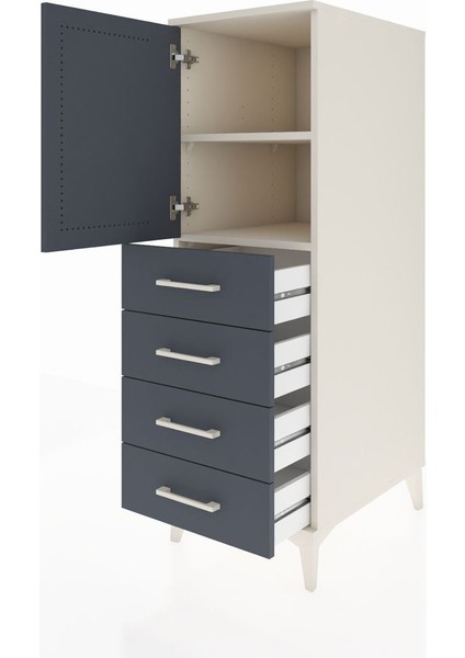 Kronos Dolap 2 Raflı 4 Çekmeceli Tek Kapaklı 44X59X134 Aytaşı-Antrasit fırsatları