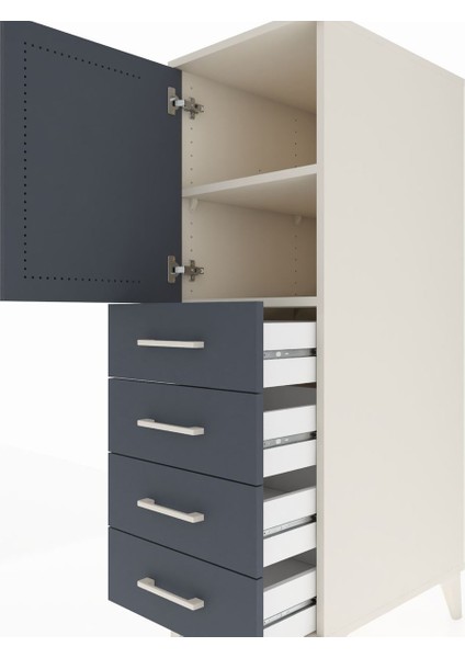 Kronos Dolap 2 Raflı 4 Çekmeceli Tek Kapaklı 44X59X134 Aytaşı-Antrasit indirimleri