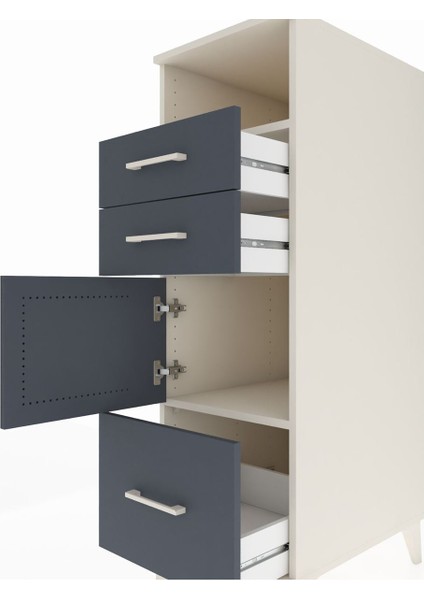 Kronos Dolap 2 Raflı 3 Çekmeceli Tek Kapaklı 44X59X134 Aytaşı-Antrasit indirimleri