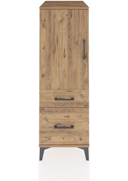 Kronos Dolap 2 Raflı 2 Çekmeceli Tek Kapaklı 44X59X134 Çam-Çam