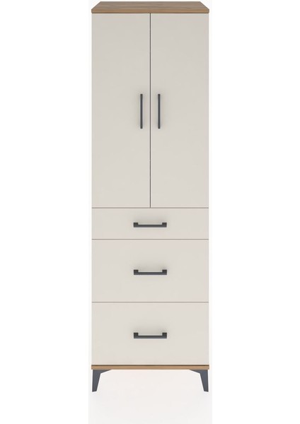 Hyperion Dolap Tek Raflı 3 Çekmeceli Tek Askılı 60X44X195 Çam-Aytaşı