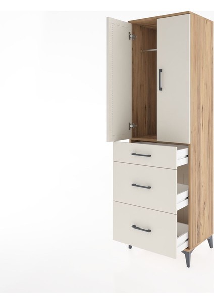Hyperion Dolap Tek Raflı 3 Çekmeceli Tek Askılı 60X44X195 Çam-Aytaşı fırsatları