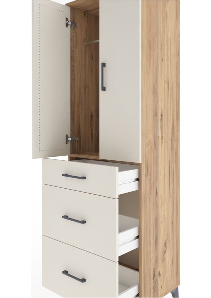 Hyperion Dolap Tek Raflı 3 Çekmeceli Tek Askılı 60X44X195 Çam-Aytaşı indirimleri