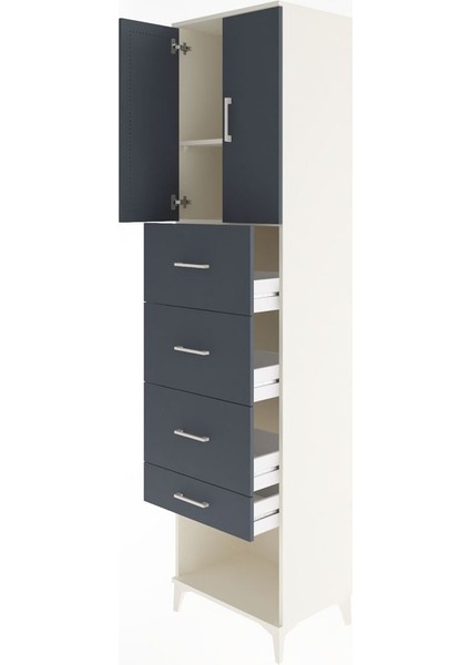 Hyperion Dolap 2 Raflı 4 Çekmeceli 2 Kapaklı 60X44X243 Aytaşı-Antrasit fırsatları