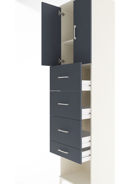 Hyperion Dolap 2 Raflı 4 Çekmeceli 2 Kapaklı 60X44X243 Aytaşı-Antrasit indirimleri