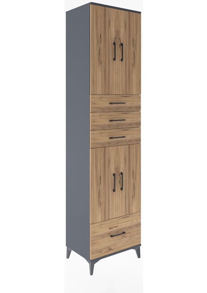 Hyperion Dolap 4 Raflı 4 Çekmeceli 4 Kapaklı 60X44X243 Antrasit-Çam fiyatları