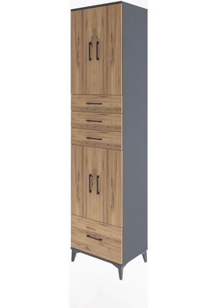 Hyperion Dolap 4 Raflı 4 Çekmeceli 4 Kapaklı 60X44X243 Antrasit-Çam modelleri