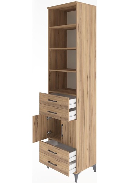 Hyperion Dolap 5 Raflı 4 Çekmeceli 2 Kapaklı 60X44X243 Çam-Çam fırsatları