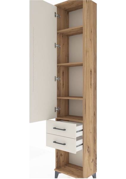 Arges Dolap 4 Raflı 2 Çekmeceli Tek Kapaklı 44X30X221 Çam-Aytaşı indirimleri