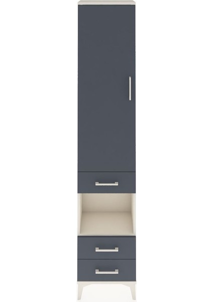 Arges Dolap 4 Raflı 3 Çekmeceli Tek Kapaklı 44X30X221 Aytaşı-Antrasit