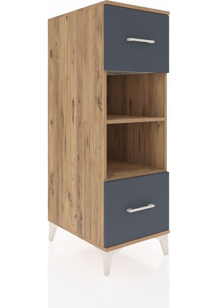Kronos Dolap 2 Raflı 2 Çekmeceli 44X59X134 Çam-Antrasit fiyatları