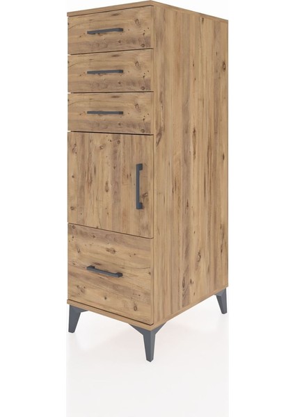 Kronos Dolap Tek Raflı 3 Çekmeceli Tek Kapaklı 44X59X134 Çam-Çam modelleri