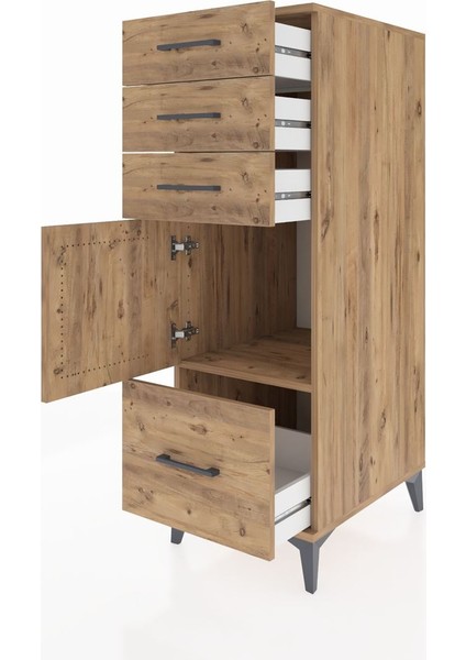 Kronos Dolap Tek Raflı 3 Çekmeceli Tek Kapaklı 44X59X134 Çam-Çam fırsatları