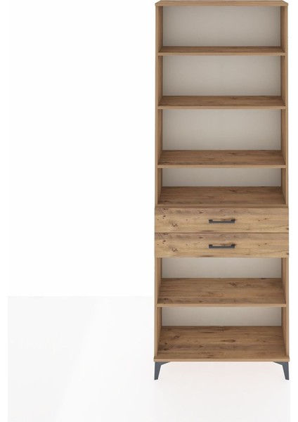 Arges Dolap 5 Raflı 2 Çekmeceli 88X30X243 Çam-Çam