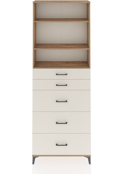 Arges Dolap 3 Raflı 5 Çekmeceli 88X30X243 Çam-Aytaşı