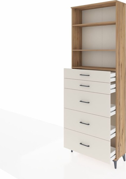 Arges Dolap 3 Raflı 5 Çekmeceli 88X30X243 Çam-Aytaşı fırsatları