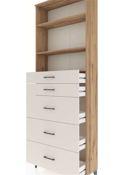 Arges Dolap 3 Raflı 5 Çekmeceli 88X30X243 Çam-Aytaşı indirimleri