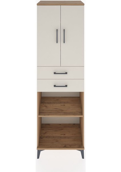 Hyperion Dolap 4 Raflı 2 Çekmeceli 2 Kapaklı 60X44X195 Çam-Aytaşı