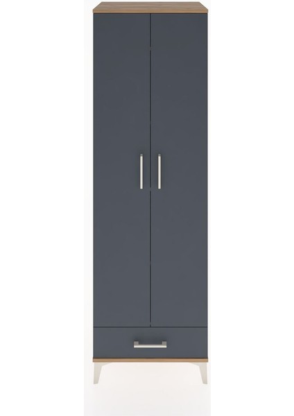 Hyperion Dolap 5 Raflı Tek Çekmeceli Tek Askılı 60X44X195 Çam-Antrasit