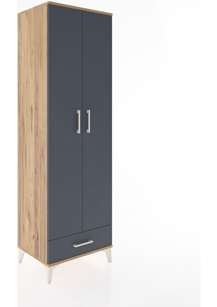 Hyperion Dolap 5 Raflı Tek Çekmeceli Tek Askılı 60X44X195 Çam-Antrasit fiyatları