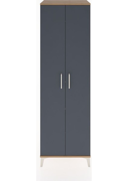 Hyperion Dolap 3 Raflı 2 Kapaklı Tek Askılı 60X44X195 Çam-Antrasit