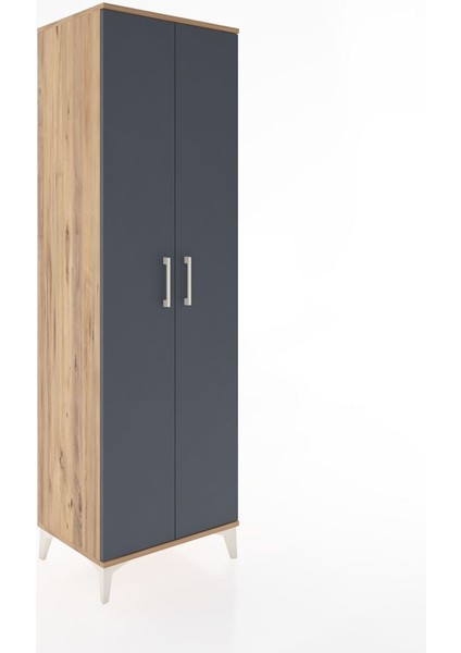 Hyperion Dolap 3 Raflı 2 Kapaklı Tek Askılı 60X44X195 Çam-Antrasit fiyatları