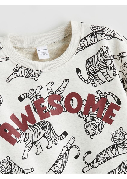 Yeni Sezon Kaplan Baskılı Erkek Çocuk Sweatshirt 2'li modelleri