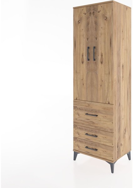 Hyperion Dolap 2 Raflı 3 Çekmeceli Tek Askılı 60X44X195 Çam-Çam modelleri