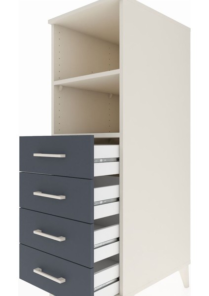 Kronos Dolap 2 Raflı 4 Çekmeceli 44X59X134 Aytaşı-Antrasit indirimleri